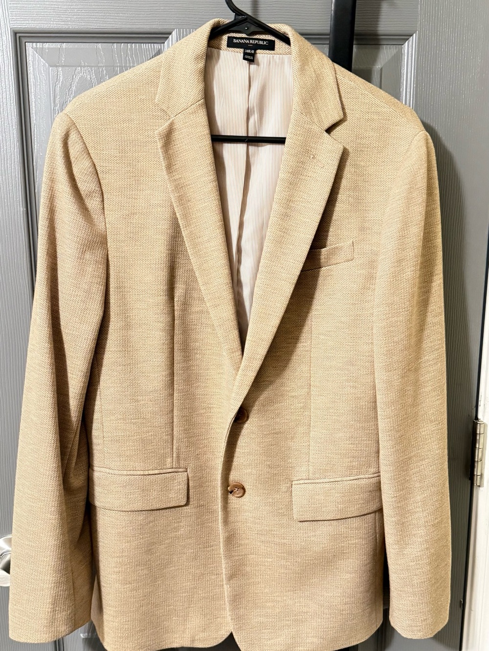 Banana Republic Men's Beige Textured Slim Fit Sport Jacket